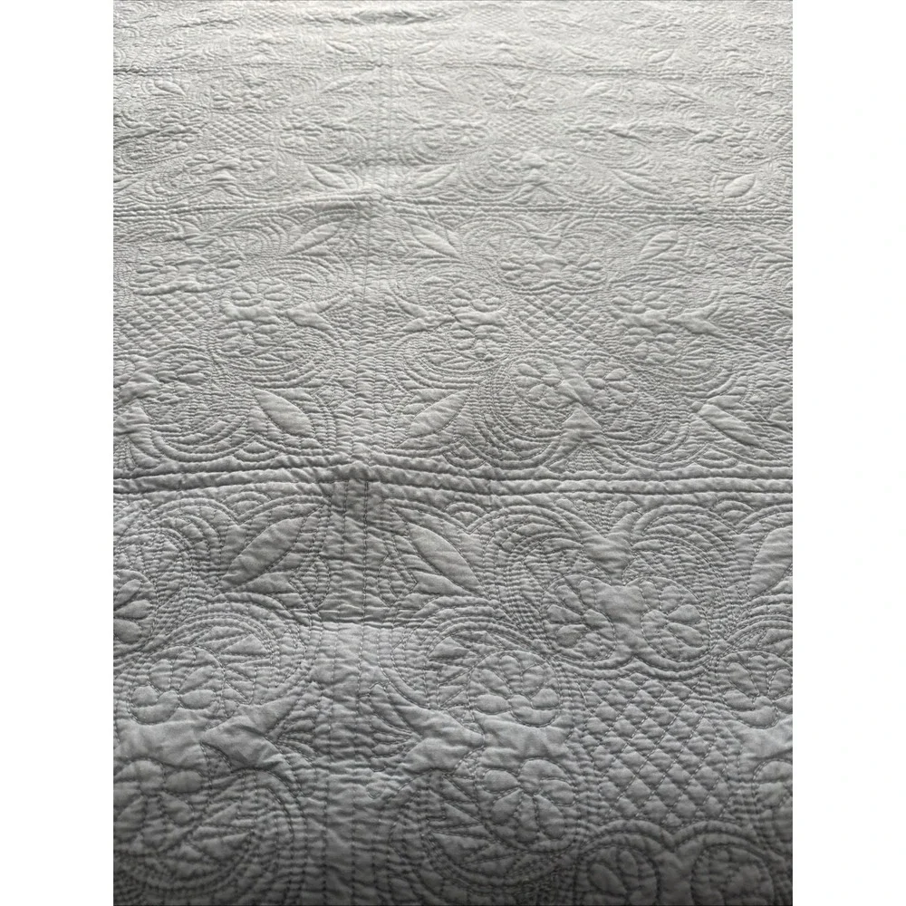 C and F Enterprises Blue Quilted Queen Bedspread Floral Cottagecore Coverlet